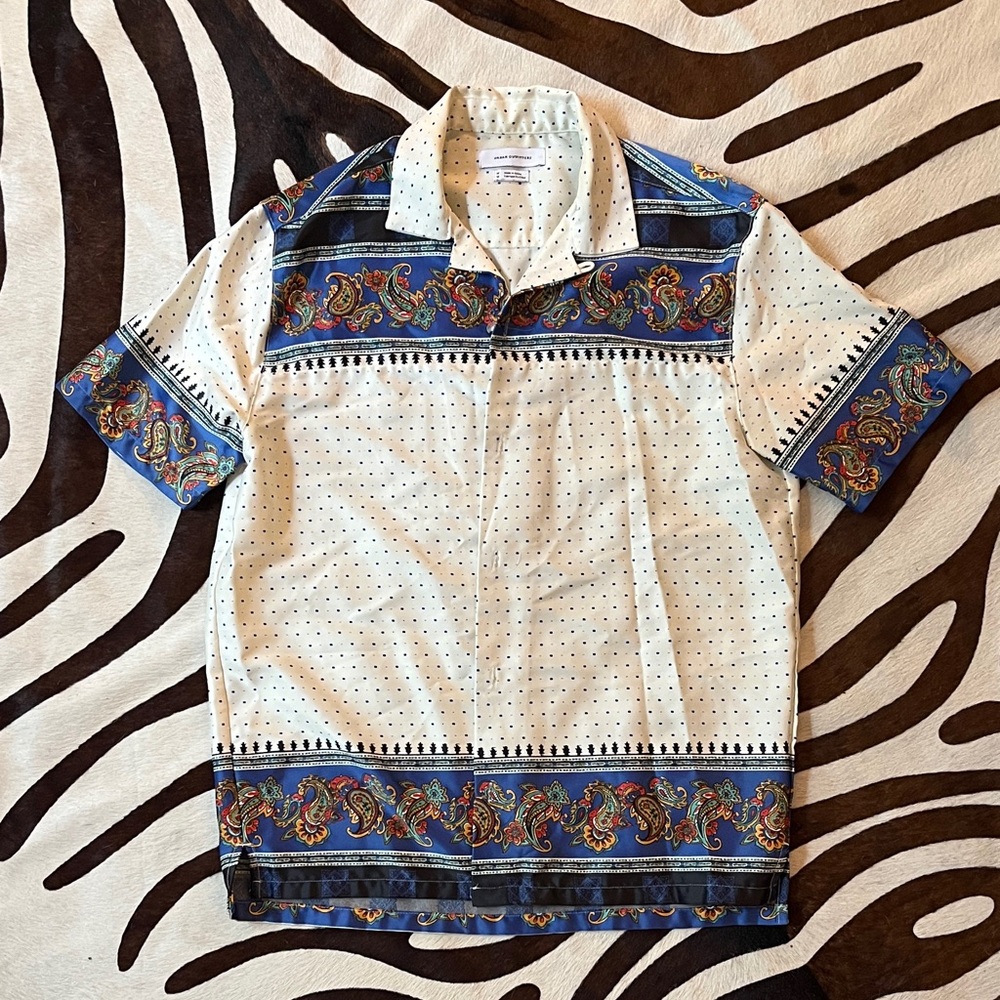 Urban Outfitters Blue Paisley and Polka Dot Shirt